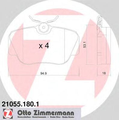 Комплект тормозных колодок, дисковый тормоз ZIMMERMANN 21055.180.1