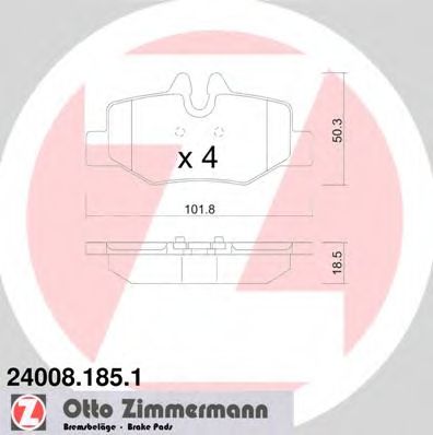 Комплект тормозных колодок, дисковый тормоз ZIMMERMANN 24008.185.1
