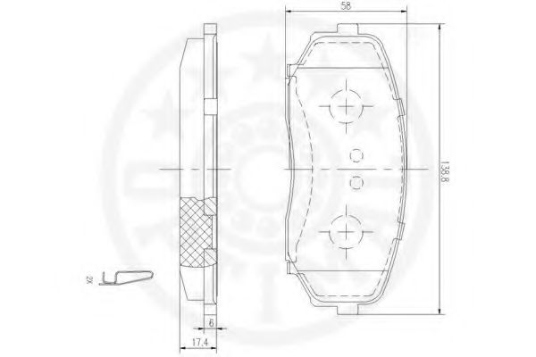 Комплект тормозных колодок, дисковый тормоз OPTIMAL 12486