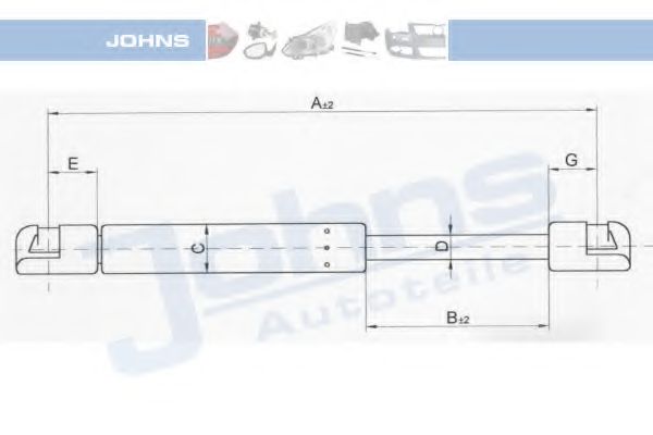 Газовая пружина, крышка багажник JOHNS 60 24 95-91