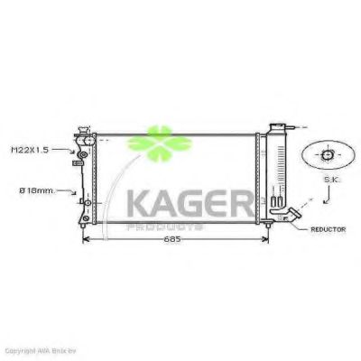 Радиатор, охлаждение двигателя KAGER 31-0857