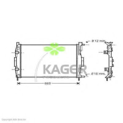 Радиатор, охлаждение двигателя KAGER 31-0982
