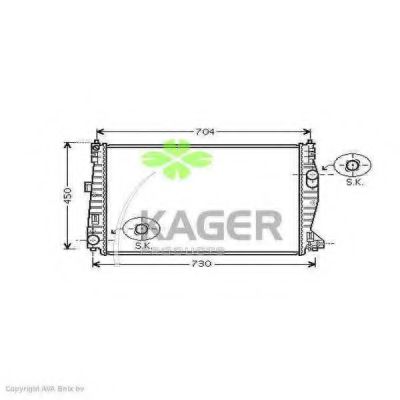 Радиатор, охлаждение двигателя KAGER 31-1297
