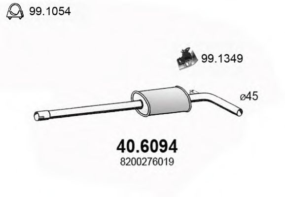 Средний глушитель выхлопных газов ASSO 40.6094