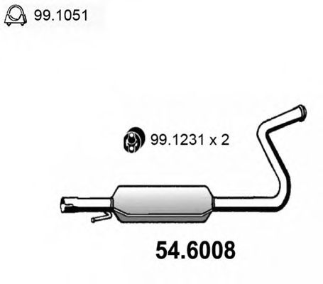 Средний глушитель выхлопных газов ASSO 54.6008