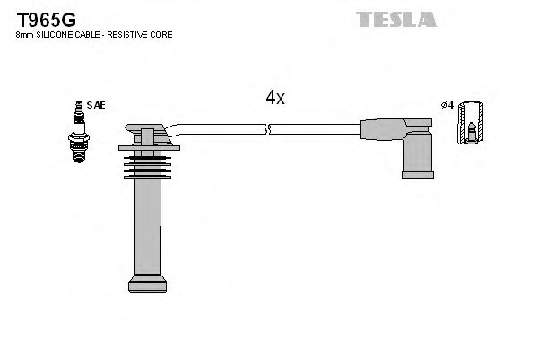 Комплект проводов зажигания TESLA T965G