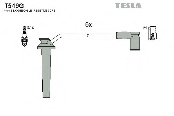 Комплект проводов зажигания TESLA T549G