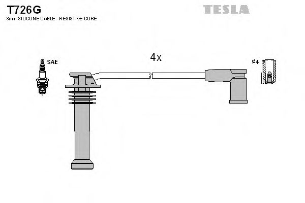 Комплект проводов зажигания TESLA T726G