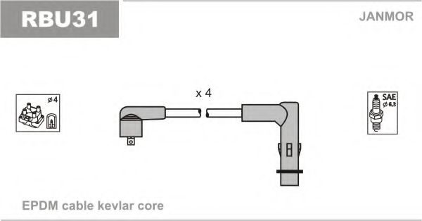 Комплект проводов зажигания JANMOR RBU31