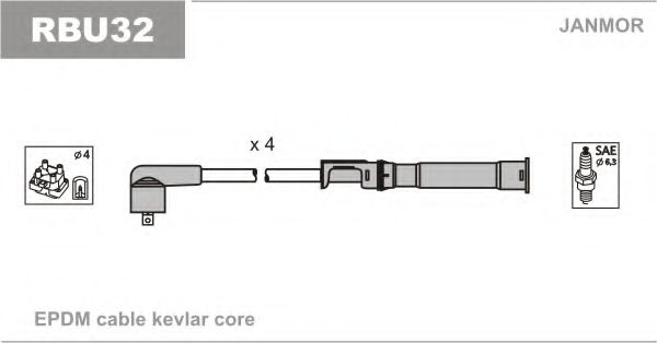 Комплект проводов зажигания JANMOR RBU32