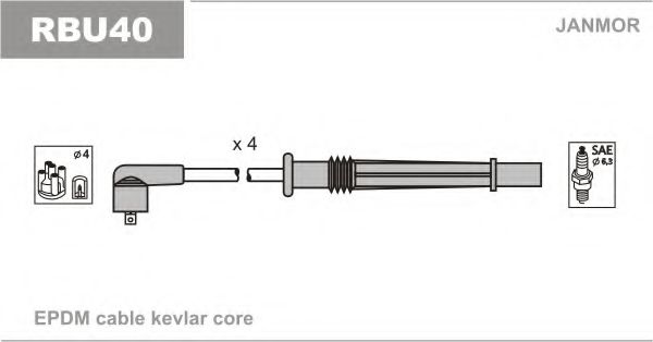 Комплект проводов зажигания JANMOR RBU40
