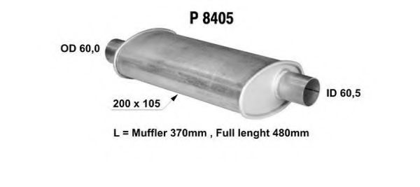 Глушитель выхлопных газов конечный, универсальный FENNO 8405