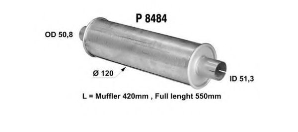 Глушитель выхлопных газов конечный, универсальный FENNO 8484