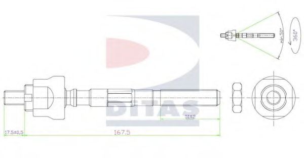 Осевой шарнир, рулевая тяга DITAS A2-5543