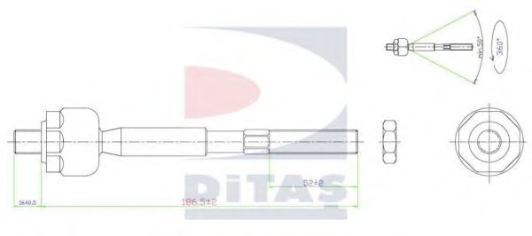 Осевой шарнир, рулевая тяга DITAS A2-5637