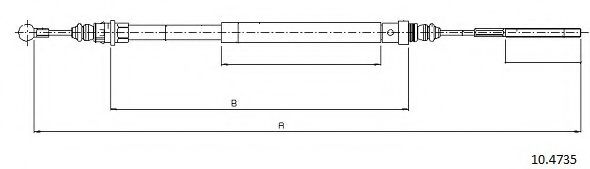 Трос, стояночная тормозная система CABOR 10.4735