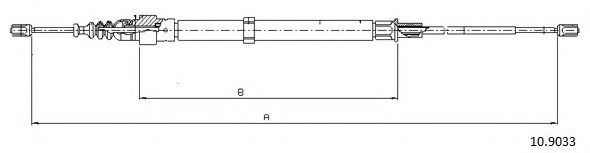 Трос, стояночная тормозная система CABOR 10.9033