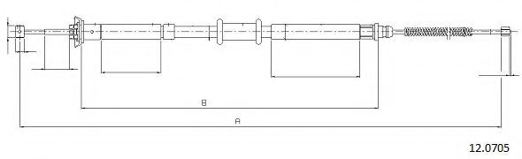 Трос, стояночная тормозная система CABOR 12.0705