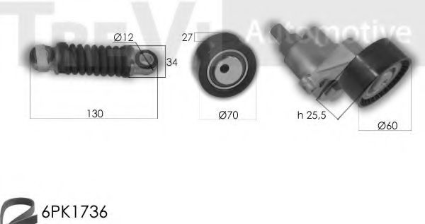 Поликлиновой ременный комплект TREVI AUTOMOTIVE KA1068