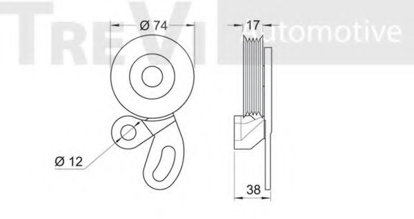 Натяжной ролик, поликлиновой  ремень TREVI AUTOMOTIVE TA1608