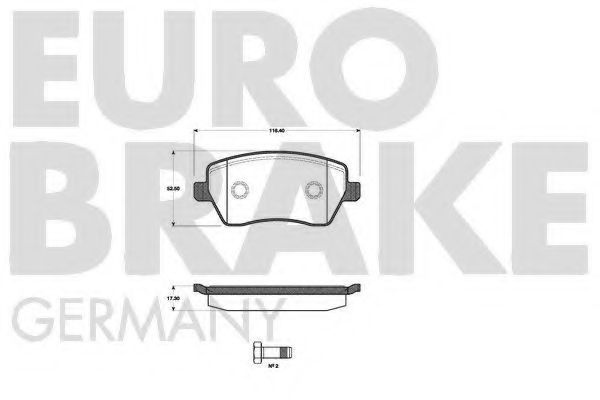 Комплект тормозных колодок, дисковый тормоз EUROBRAKE 5502222258