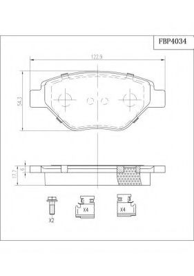 Комплект тормозных колодок, дисковый тормоз FI.BA FBP4034