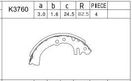 Комплект тормозных колодок ASIMCO K3760