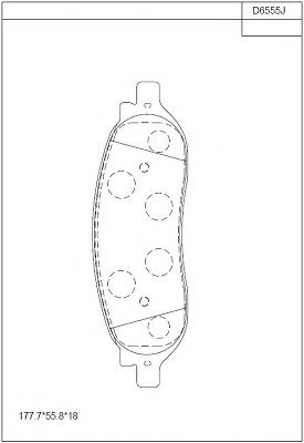 Комплект тормозных колодок, дисковый тормоз ASIMCO KD6555