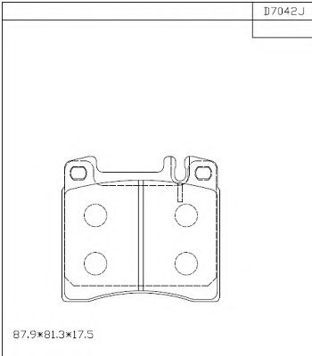 Комплект тормозных колодок, дисковый тормоз ASIMCO KD7042