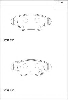 Комплект тормозных колодок, дисковый тормоз ASIMCO KD7351