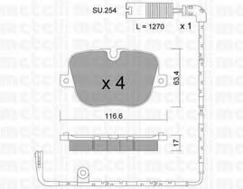 Комплект тормозных колодок, дисковый тормоз METELLI 22-0837-0K