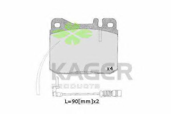 Комплект тормозных колодок, дисковый тормоз KAGER 350347