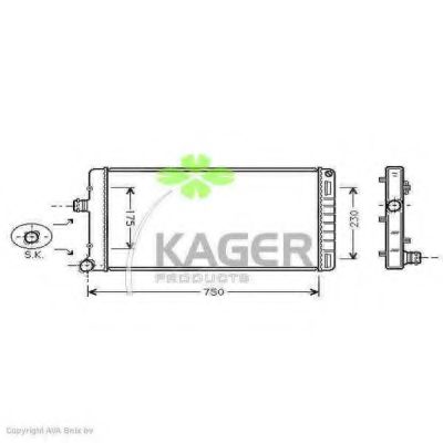 Радиатор, охлаждение двигателя KAGER 31-0427