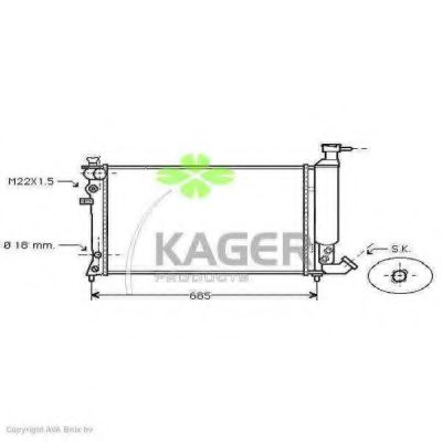 Радиатор, охлаждение двигателя KAGER 31-3640