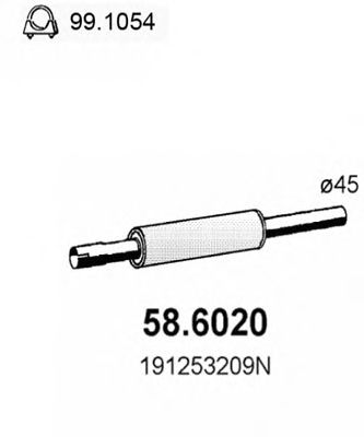 Средний глушитель выхлопных газов ASSO 58.6020