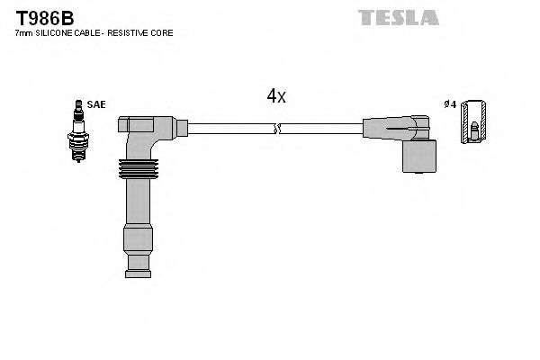 Комплект проводов зажигания TESLA T986B