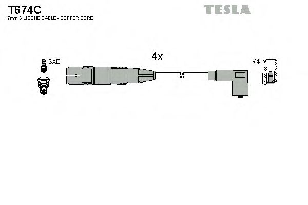 Комплект проводов зажигания TESLA T674C