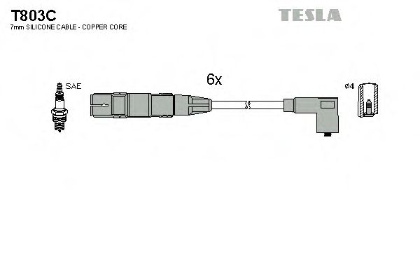 Комплект проводов зажигания TESLA T803C