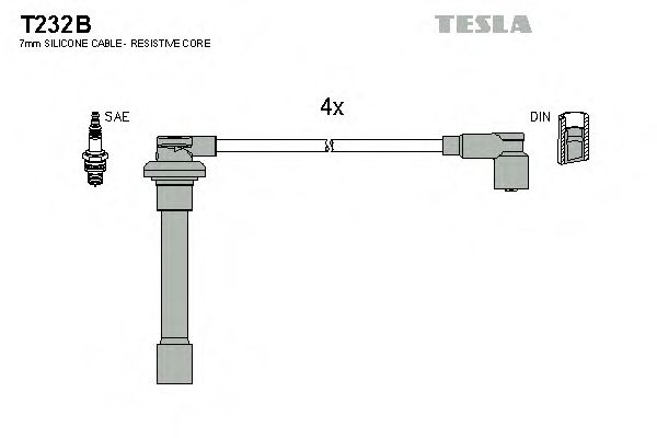 Комплект проводов зажигания TESLA T232B