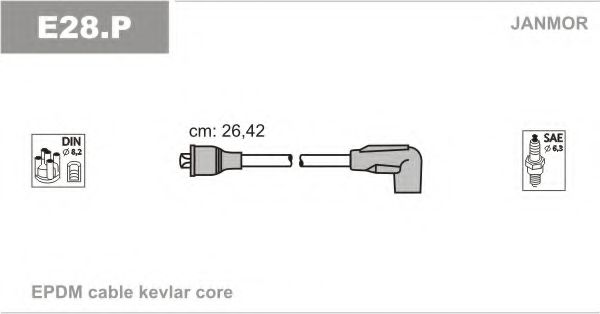 Комплект проводов зажигания JANMOR E28.P