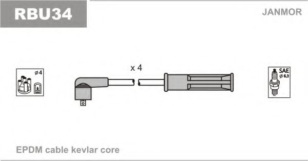 Комплект проводов зажигания JANMOR RBU34