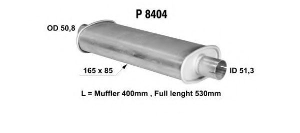 Глушитель выхлопных газов конечный, универсальный FENNO 8404
