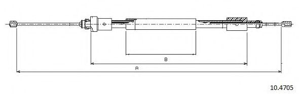 Трос, стояночная тормозная система CABOR 10.4705