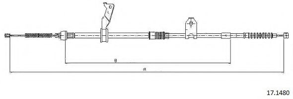 Трос, стояночная тормозная система CABOR 17.1480