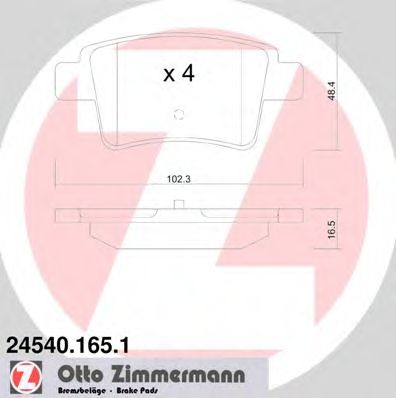 Комплект тормозных колодок, дисковый тормоз ZIMMERMANN 24540.165.1