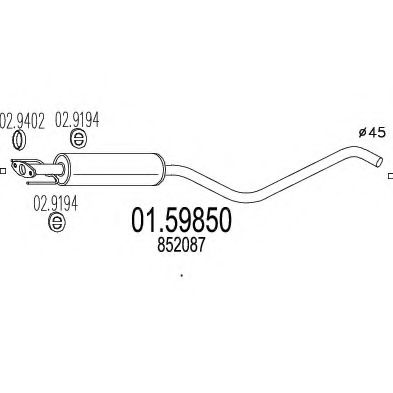 Средний глушитель выхлопных газов MTS 01.59850