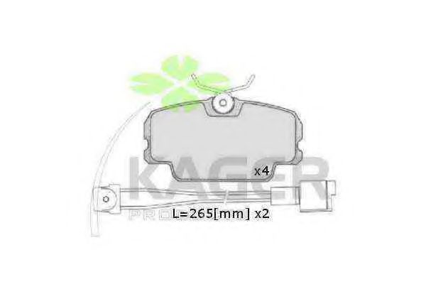 Комплект тормозных колодок, дисковый тормоз KAGER 20749