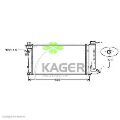 Радиатор, охлаждение двигателя KAGER 31-0171