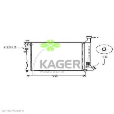 Радиатор, охлаждение двигателя KAGER 31-0855