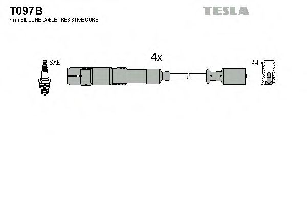 Комплект проводов зажигания TESLA T097B